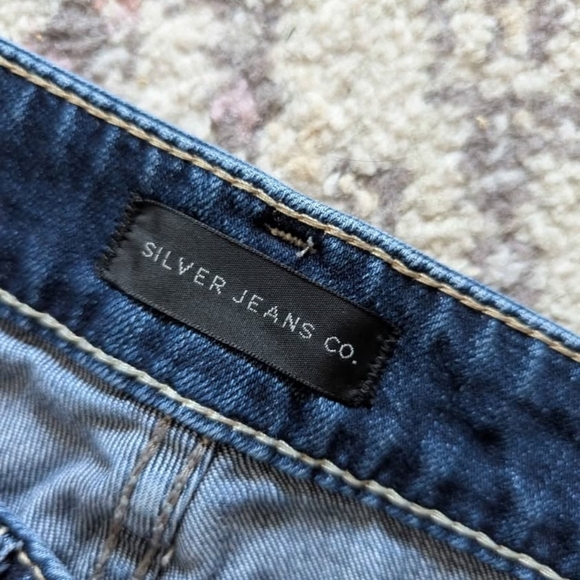 Silver Jeans Blue Cropped Ankle Denim Elyse Medium Wash Crop Size 27 Stretchy - Picture 5 of 9